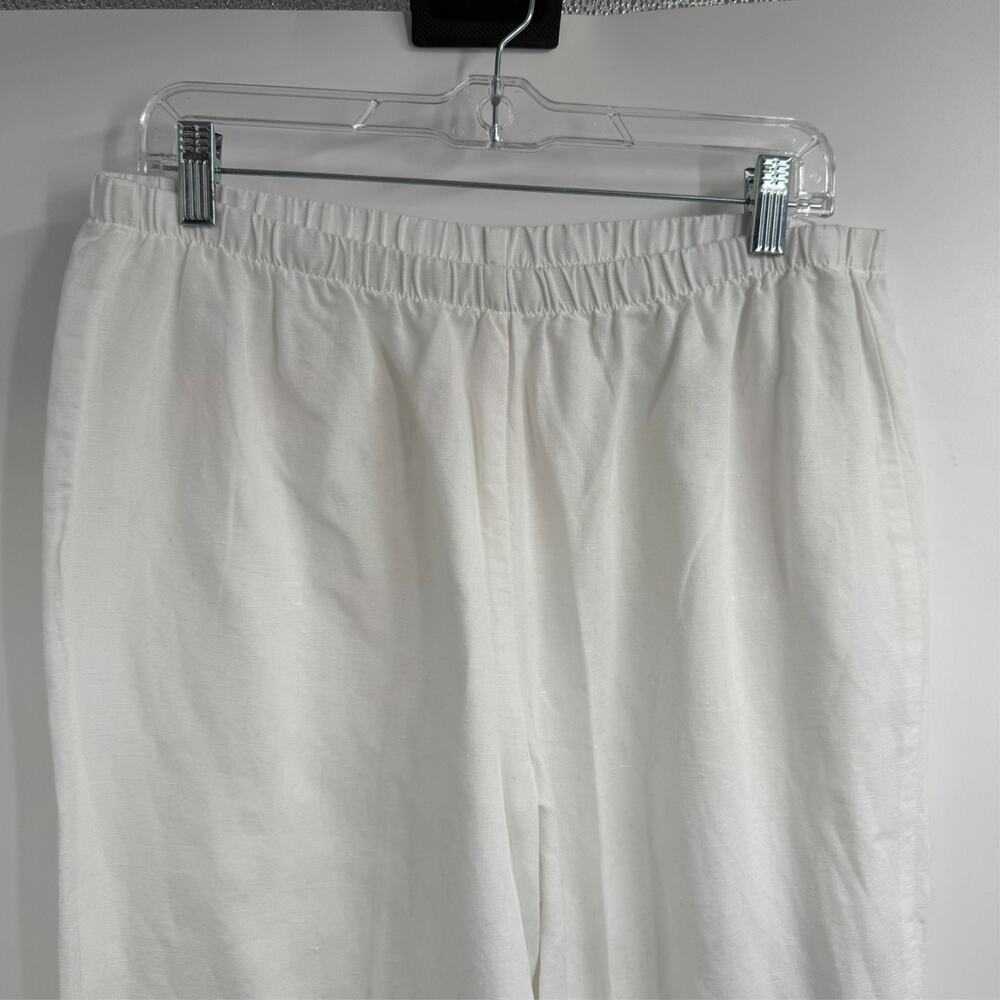 Hot Cotton Linen Cotton Pants Womens L White Cropped Pull On Coastal Minimalist - Picture 4 of 7